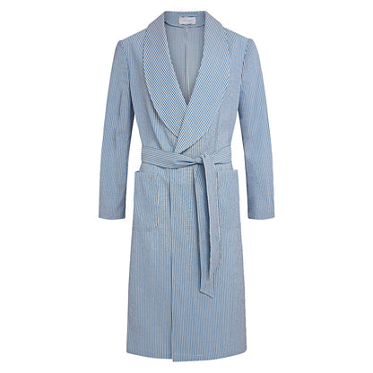 Santorini Stripe Wool Seersucker Resort Gown