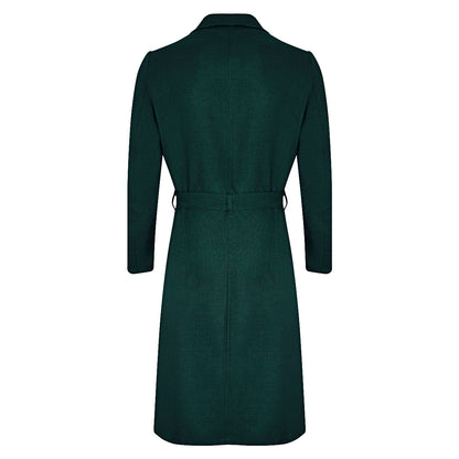 Palm Leaf Green Wool Silk Linen Resort Gown