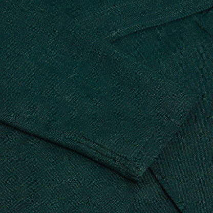 Palm Leaf Green Wool Silk Linen Resort Gown